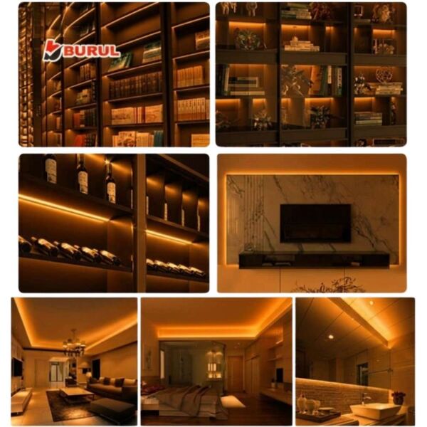 Amber Hortum Şerit Led Yapışkanlı 220v Yüksek Lümen Işık Anahtarlı ve Fişli